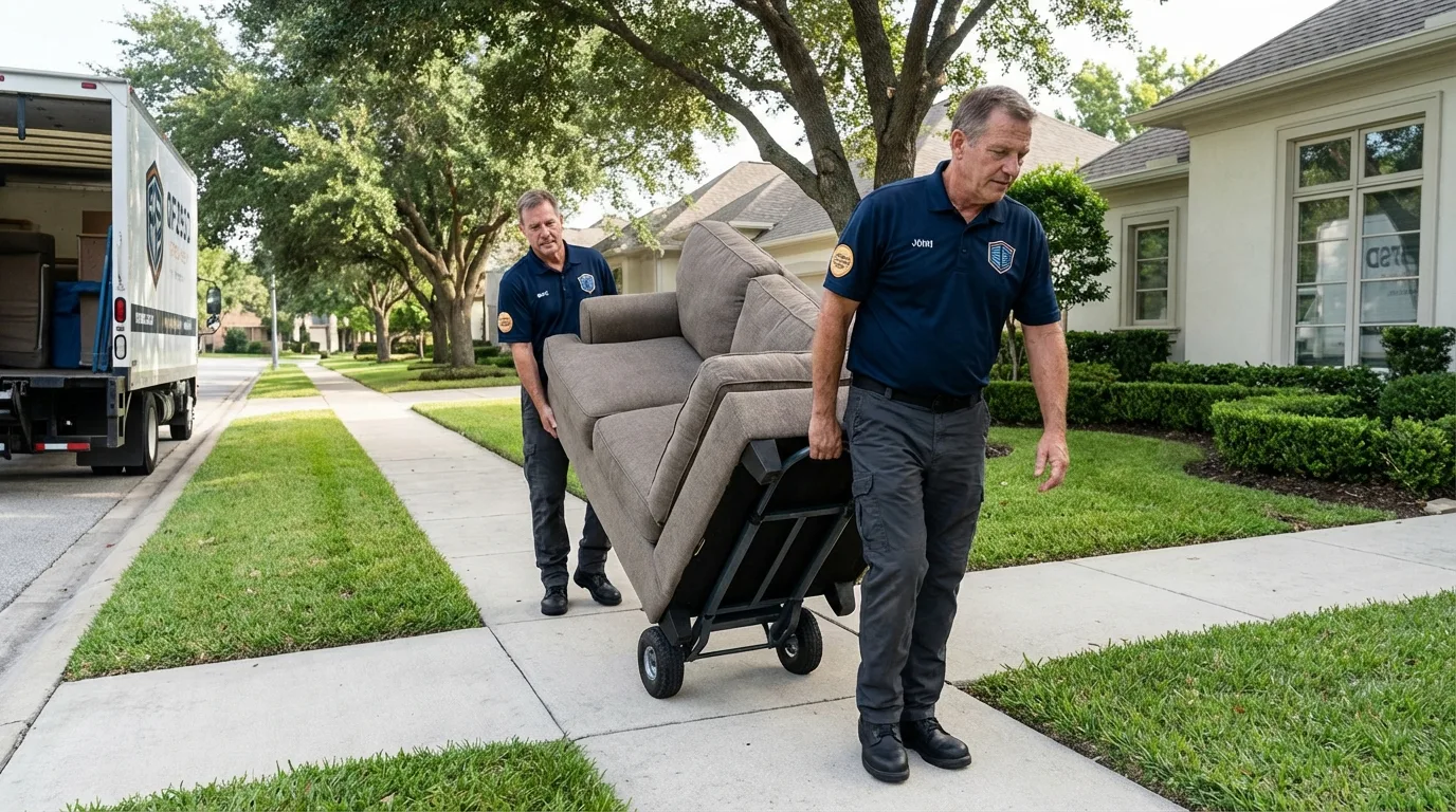 Local residential moving crew loading furniture in Rochester, WA